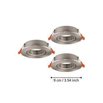 Set 3 spoturi incastrate BARRANCO GU10 Eglo 902232, D9 cm, 3xGU10