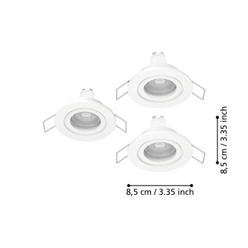 Set 3 spoturi incastrate BARRANCO GU10 Eglo 902235, D8.4 cm, 3xGU10
