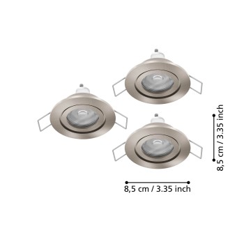 Set 3 spoturi incastrate BARRANCO GU10 Eglo 902239, D8.4 cm, 3xGU10