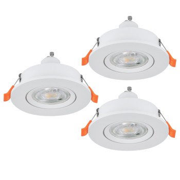 Set 3 spoturi incastrate BARRANCO GU10 Eglo 902242, D9 cm, 3xGU10