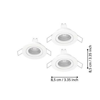 Set 3 spoturi incastrate BARRANCO GU10 Eglo 902248, D8.4 cm, 3xGU10