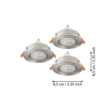 Set 3 spoturi incastrate BARRANCO GU10 Eglo 902253, D8.4 cm, 3xGU10