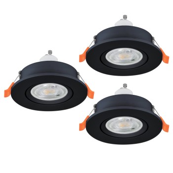Set 3 spoturi incastrate BARRANCO GU10 Eglo 902257, D9 cm, 3xGU10
