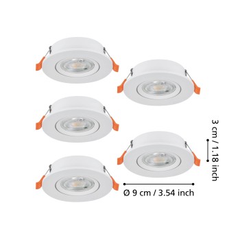 Set 5 spoturi incastrate LED BARRANCO Eglo 902263, D9 cm, 5x4.5W