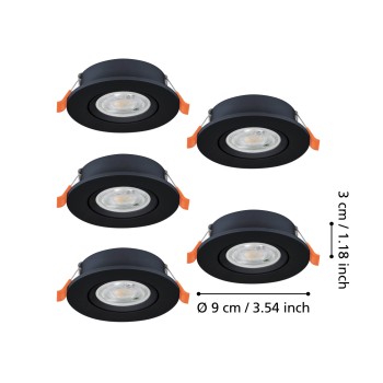 Set 5 spoturi incastrate LED BARRANCO Eglo 902266, D9 cm, 5x4.5W