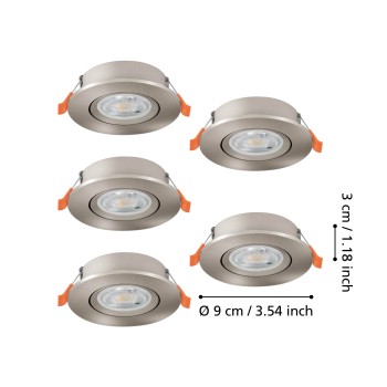 Set 5 spoturi incastrate LED BARRANCO Eglo 902269, D9 cm, 5x4.5W
