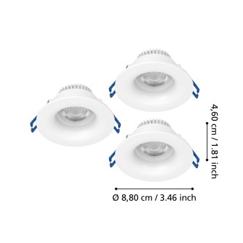 Set 3 spoturi incastrate LED SALABATE Eglo 902272, D8.8 cm, 3x5W