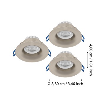 Set 3 spoturi incastrate LED SALABATE Eglo 902276, D8.8 cm, 3x5W