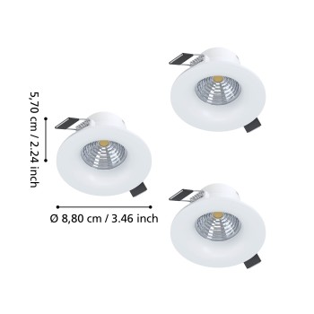 Set 3 spoturi incastrate LED SALICETO Eglo 902277, D8.8 cm, 3x4.8W