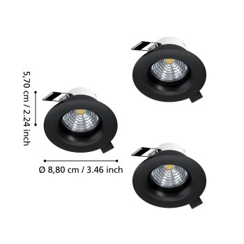 Set 3 spoturi incastrate LED SALICETO Eglo 902278, D8.8 cm, 3x4.8W