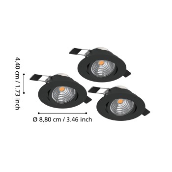 Set 3 spoturi incastrate LED SALICETO Eglo 902281, D8.8 cm, 3x6W