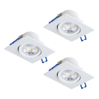 Set 3 spoturi incastrate LED SALICETO Eglo 902283, 8.8x8.8 cm, 3x4.8W