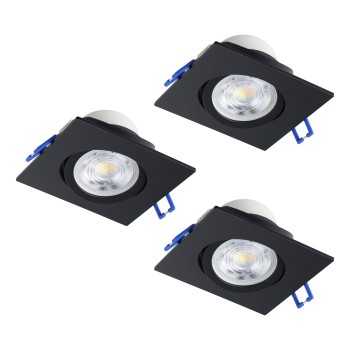 Set 3 spoturi incastrate LED SALICETO Eglo 902285, 8.8x8.8 cm, 3x6W