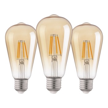 Set 3 becuri LED decorative E27 ST64 Eglo 11353, 4W, 400lm, 2200K