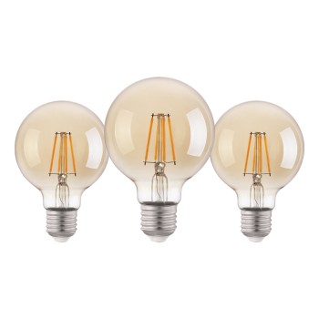 Set 3 becuri LED decorative E27 G80 Eglo 11354, 4W, 400lm, 2200K
