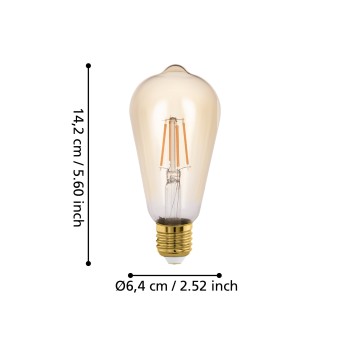 Bec inteligent LED decorativ E27 ST64 Eglo 12222, 4.9W, 500lm, 2200K