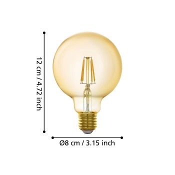 Bec inteligent LED decorativ E27 G80 Eglo 12223, 4.9W, 500lm, 2200K