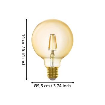 Bec inteligent LED decorativ E27 G95 Eglo 12224, 4.9W, 500lm, 2200K