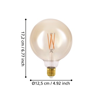 Bec inteligent LED decorativ E27 G125 Eglo 12225, 6W, 650lm, 2200K