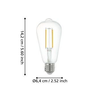 Bec inteligent LED decorativ E27 ST64 Eglo 12227, 6W, 806lm, 2700K