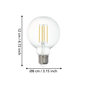 Bec inteligent LED decorativ E27 G80 Eglo 12228, 6W, 806lm, 2700K