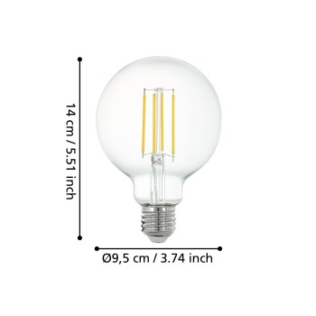Bec inteligent LED decorativ E27 G95 Eglo 12229, 6W, 806lm, 2700K