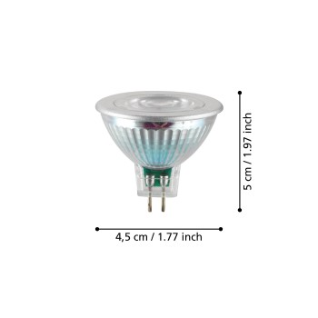 Set 2 becuri LED MR16 Eglo 12248, GU5, 3, 3.6W, 450lm, 2700K