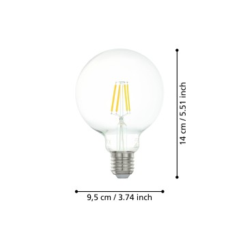 Bec LED decorativ E27 G95 Eglo 110009, 4W, 470lm, 2700K