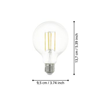 Bec LED decorativ E27 G95 Eglo 110011, 8W, 1055lm, 2700K