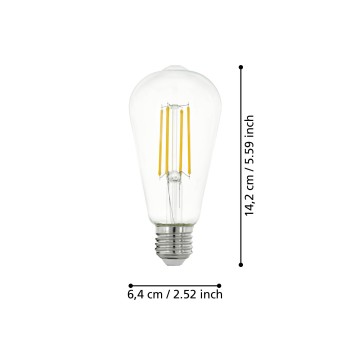 Bec LED decorativ E27 ST64 Eglo 110012, 7W, 806lm, 2700K
