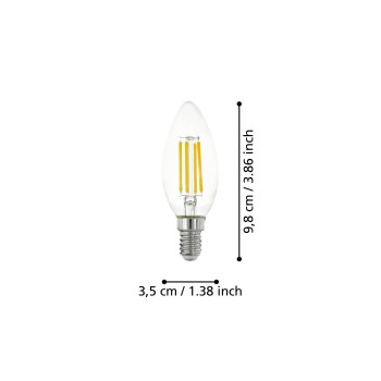 Bec LED E14 C35 Eglo 110016, 7W, 806lm, 2700K