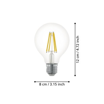Bec LED decorativ E27 G80 Eglo 110023, 7.5W, 806lm, 2700K