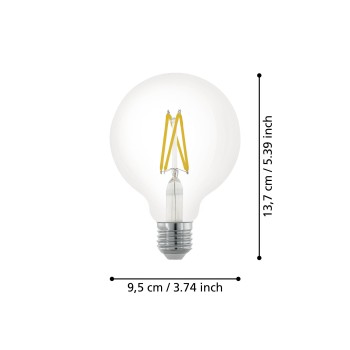 Bec LED decorativ E27 G95 Eglo 110024, 7.5W, 806lm, 2700K
