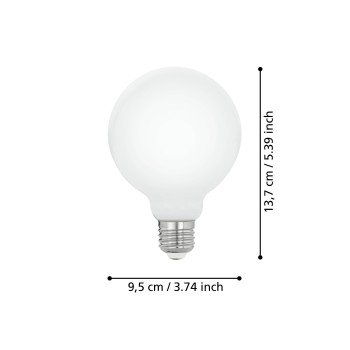Bec LED decorativ E27 G95 Eglo 110042, 9W, 1055lm, 2700K