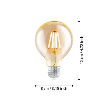 Bec LED decorativ E27 G80 Eglo 110052, 4W, 350lm, 2200K