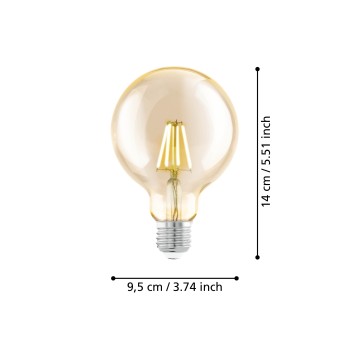 Bec LED decorativ E27 G95 Eglo 110053, 4W, 350lm, 2200K