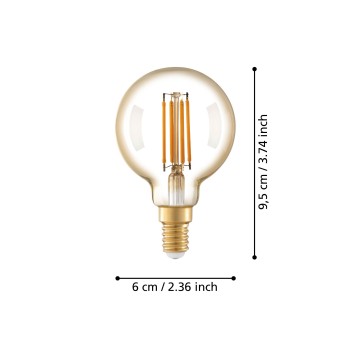 Bec LED decorativ E14 Eglo 110061, 4W, 350lm, 2200K