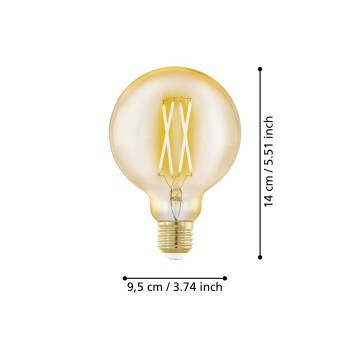 Bec LED decorativ E27 G95 Eglo 110064, 4W, 300lm, 1700K
