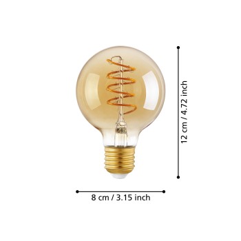 Bec LED decorativ E27 G80 Eglo 110075, 4W, 270lm, 2200K