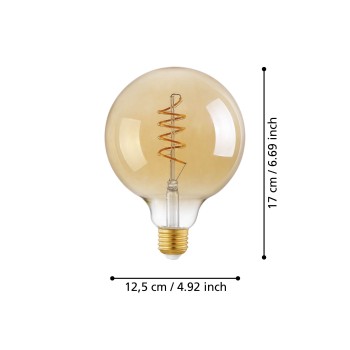 Bec LED decorativ E27 G125 Eglo 110076, 4W, 270lm, 2200K