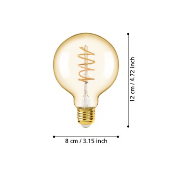 Bec LED decorativ E27 G80 Eglo 110079, 4W, 245lm, 2000K