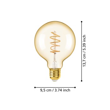 Bec LED decorativ E27 G95 Eglo 110081, 4W, 245lm, 2000K