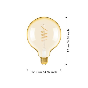 Bec LED decorativ E27 G125 Eglo 110082, 4W, 245lm, 2000K