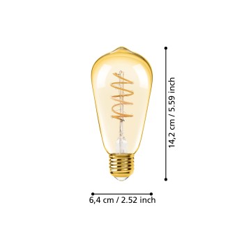 Bec LED decorativ E27 ST64 Eglo 110083, 4W, 245lm, 2000K