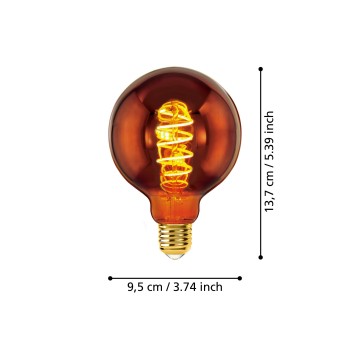 Bec LED decorativ E27 G95 Eglo 110092, 4W, 30lm, 2000K