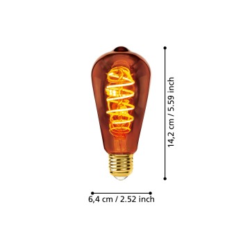 Bec LED decorativ E27 ST64 Eglo 110094, 4W, 30lm, 2000K