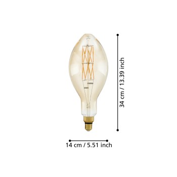 Bec LED decorativ E27 Eglo 110109, 8W, 806lm, 2100K