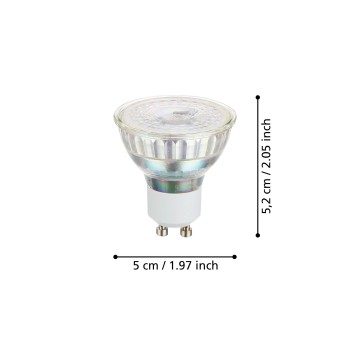 Set 2 becuri LED GU10 Eglo 110147, 3W, 345lm, 3000K