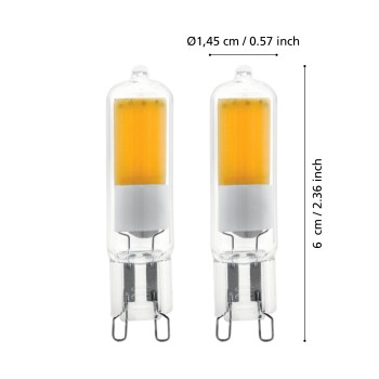 Set 2 becuri LED G9 Eglo 110152, 2W, 200lm, 3000K