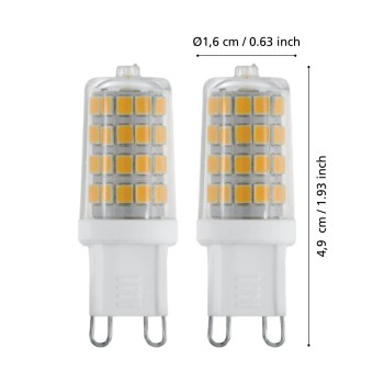 Set 2 becuri LED G9 Eglo 110154, 3W, 320lm, 3000K